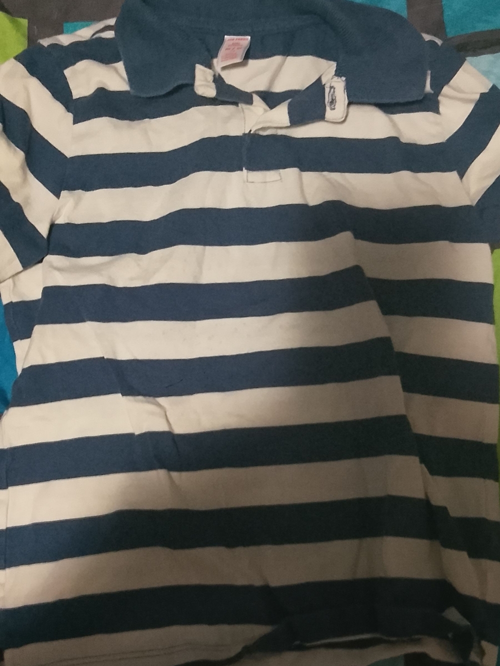 Joe Fresh Navy and White Striped Polo